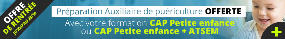 Offre promo rentrée 2016 Pour vous donner encore plus d’atouts dans votre parcours de formation, le Cours Minerve fait une offre spéciale rentrée 2016 en offrant une préparation Auxiliaire de Puériculture